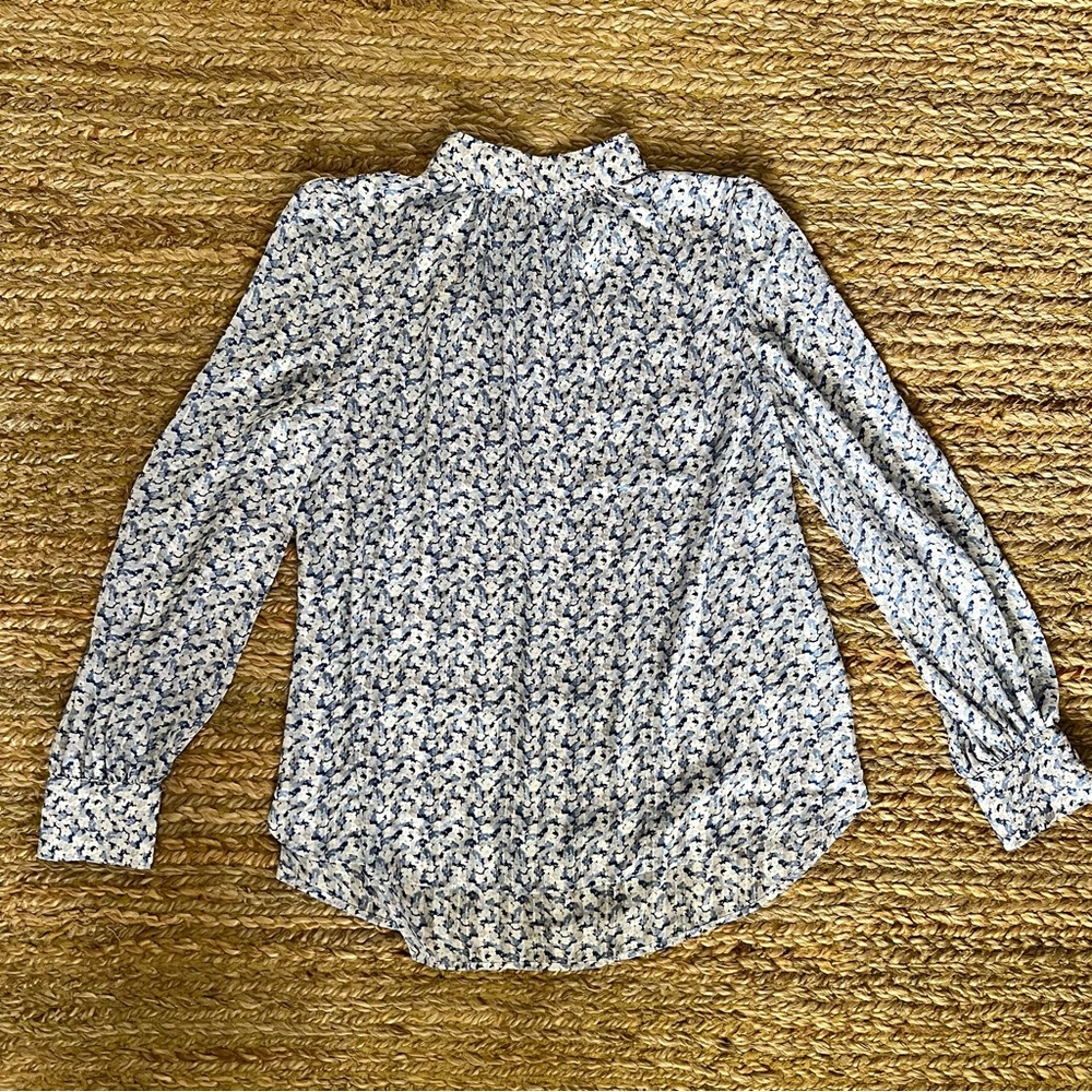 HM Pleated Blue Floral Blouse